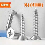 สกรูหัวแบนสแตนเลส แปลงทำเอง M4 (4 มม.) A2 สำหรับตะปู บานพับตู้ฝาไม้ ทอร์กซ์ไดร์ฟ ความแข็งแรงสูง เหมา