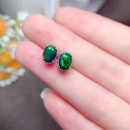 Anting-Anting Hitam Opal Australia Alami 5*7MM YULEM Perhiasan Batu