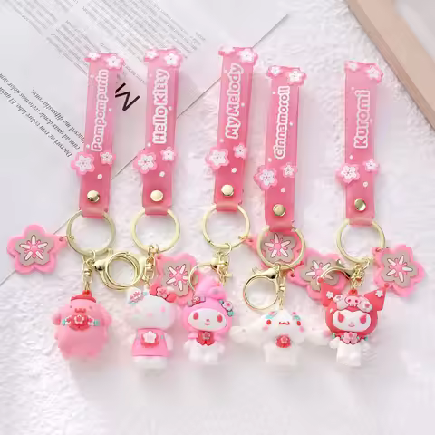 10cm/3.93in Kuromi Melody Cinnamoroll Kawaii Pink Cherry Blossoms Backpack Girl Stuff Anime Peripher