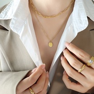 silver necklace pearl necklace European American ins Style Niche Design Hip-Hop Geometric Square Tas