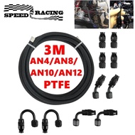 3M 4AN 8AN 10AN 12AN PTFE Fuel Line Hose Kit, E85 Nylon Braided Fuel Hose with 10PCS Swivel Fuel Hos
