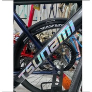 TSUNAMI Fixie Bike Stickers, TSUNAMI Hologram Fixie Bike Cutting Stickers, 2Pcs