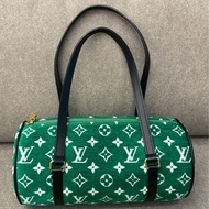 LV綠老花天鵝絨手提包