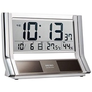 SEIKO Clock Table Hybrid Solar Radio Digital Calendar Temperature Humidity Display Silver Metallic SQ690S