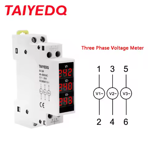 Mini Digital Display Din Rail Three Phase Modular Voltage Meter AC80-500V V1V2V3 BV-3R