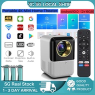 【SG Local】Portable Projector 4K Mini Home Theater 1080P HD for Samtphone and Laptop Wifi Bluetooth Android 10.0 （2+16GB)