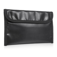 Myhome-sg Bisofice Fireproof Document Bag Zipper Closure Cash Safe Storage Waterproof Pouch with Sti