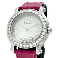 Chopard Happy Sport 278509 鑽石錶圈和 5 件式機芯手錶，不鏽鋼/皮革/貝殼錶殼，石英，女士