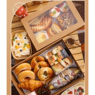 Kraft Paper Afternoon tea picnic box spring outing food tiramisu box bento packing box Christmas Gif