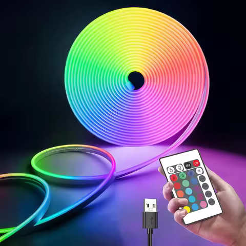 RGB Led Strip Lights USB 5V Waterproof Neon Led Strip Flexible Ribbon Tape Lights for Home Gaming Ro