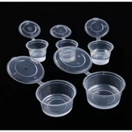 Hinged Cup per 30set/50set - Sauce Cup (0.5oz, 1oz, 1.5oz, 2oz, 3oz, 4oz) Disposable Plastic Biodegr