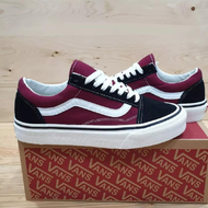 SEPATU VANS214 OLDSKOOL MERAH MAROON BLACK STRIP WHITE DT SNEAKERS KEREN CANVAS SUEDE PREMIUM IMPORT