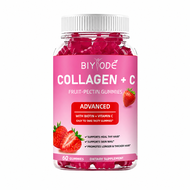 HOT BIYODE Collagen Vitamin C Biotin Gummies Hair Skin Nails Support Strawberry Fruit Pectin Beauty 