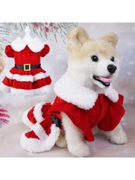 聖誕寵物服裝,聖誕老人打扮衣服,狗狗新年洋裝半身裙
