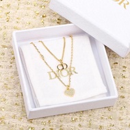 Dior Heart Pearl Necklace Double Heart Necklace Pearl Necklace