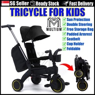 Foldable Kids Tricycle Black | Baby Stroller with Adjustable Push Handle | Baby Bicycle | Tricycle | Baby Kid Tricycle