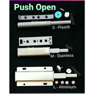 Gray Plastic Push Open, Aluminum Push Open and Stainless Steel PushOpen