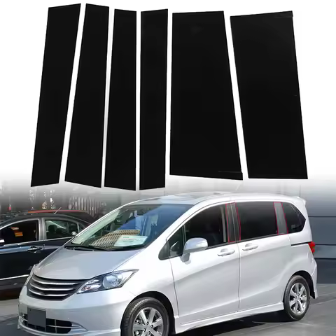 Gloss Paino Black Door Side Moulding Cover Window Decor Trim BC Column Stickers Fit For Honda Freed 
