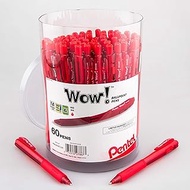 Pentel WOW! Ballpoint Pen, (1.0mm) Med. line, Red Ink, 60-pk Canister (BK440PC60B)