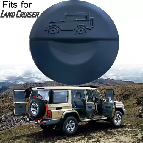 Black Spare Tire Cover fits for Toyota Land Cruiser LC70 LC76 LC79 ABS Tyre