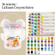 (Free Brush) LeXuan Crayon Silk Twist Washable Silky Crayon 36 Colors Colorful Bucket Crayon Colorin