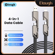 Elough 4 in 1 100W Cable USB Type C To Type C/Lightning Cable For iPhone 14 13 Pro Realme Xiaomi PD Fast Charging USB C Cable