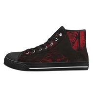 Gothic Skull Print High-Top Canvas Shoes - Unisex Design