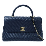 CHANEL 牛皮皮革Coco Handle Small金扣鏈帶手挽肩背兩用袋