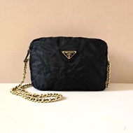 絕版古董包 稀有Prada黑色降落傘側背包 單肩包 斜背包 中古二手