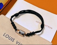 LV Silver Lockit 鎖頭黑繩手鍊