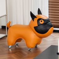 Cute cartoon puppy-shaped children's stool, animal stool, living room roller stool, creative animal-