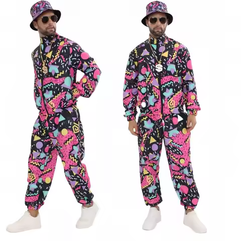 80s 90s Outfit for Men Women Retro Tracksuit for Men Hip Hop Windbreaker 90s Disco Sportswear For Pa