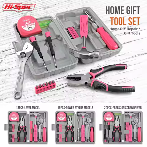 Hi-Spec 18/19/20PCs Pink DIY Tool Kit with Electric Pen & CR-V Steel - Home Maintenance Hand Tools S