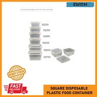 SQUARE DISPOSABLE PLASTIC PP FOOD CONTAINER (50SET) SQ250/SQ350/SQ450/SQ550/SQ650/SQ750 BEKAS KEK