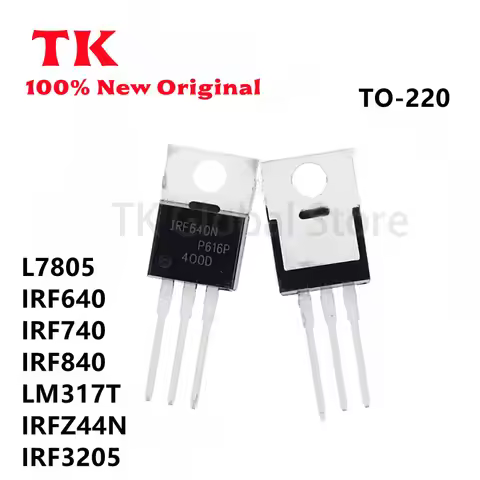 10Pcs LM317T L7805 IRF640 IRF740 IRF840 IRFZ44N IRF3205 TO-220 Voltage Regulator L7805CV MOSFET IRF6