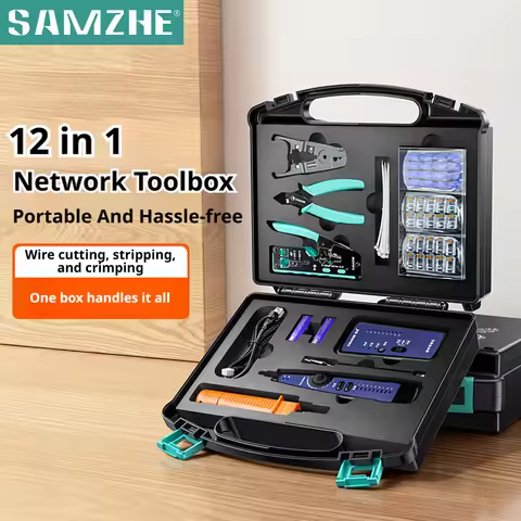 SAMZHE RJ45 Pass Through Crimping Network Tool Kit for Cat5e Cat6 Cat7 with Network Crimper/Punch Do