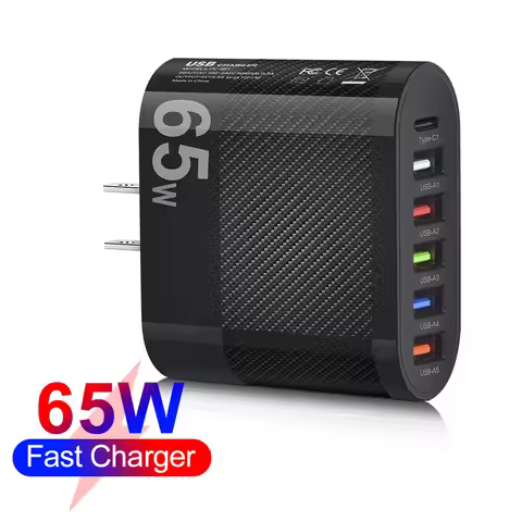 65W Type C USB A Multi Ports Phone Charger Fast Charging Charger Mobile Phone PD Power Adapter For i