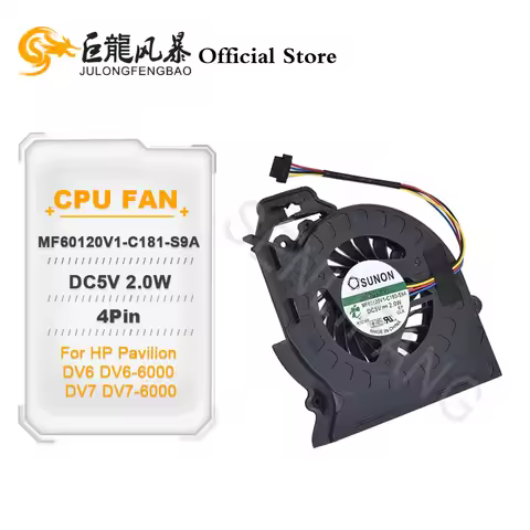 Used DC5V 2.0W MF60120V1-C180-S9A MF60120V1-C181-S9A For HP Pavilion DV6-6000 DV6-6050 DV6-6090 DV6-