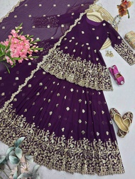 [PRE-ORDER] 2026 AUG READYMADE INDIAN LEHENGA CHOLI WOMEN PURPLE GOLD EMBROIDERY WEDDING PARTY DEEPA