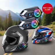 Y12ro Motorcycle Bluetooth 5.4 Helmet Headset 500M Wireless Intercom IPX6 Waterproof Noise Canceling