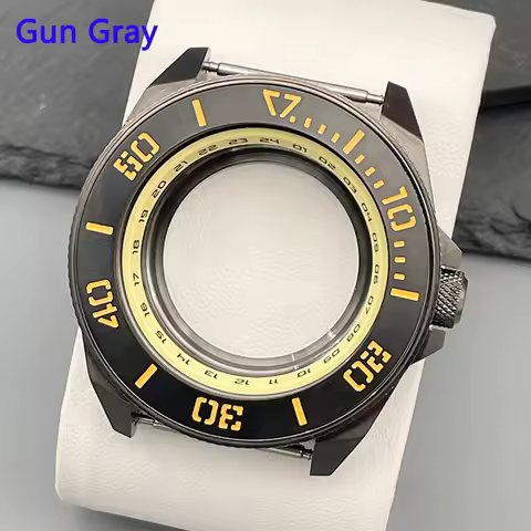 Gun Grey NH35 Case 44mm King Samurai Case Waterproof with Sapphire Glass Fits Crown at 3.0 NH35 NH36