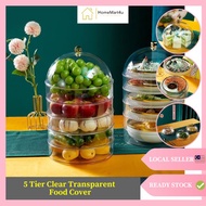 5 Tier Clear Transparent Food Cover Food Storage Cake Snack Cover Drain Basket 0232