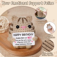 40th Birthday Gifts Women, Positive Crochet Cat Doll Gifts for 40th Birthday Decorations, Funny Hand