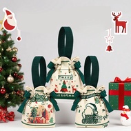 Christmas Candy Canvas Bag Christmas Eve Children Party Gift Handbag Bag Drawstring Christmas J5u4