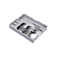 Forthcan Cutlery Case Tray Telescopic Chopsticks Drawer Divider Cutlery Storage Drawer Organizer Gray