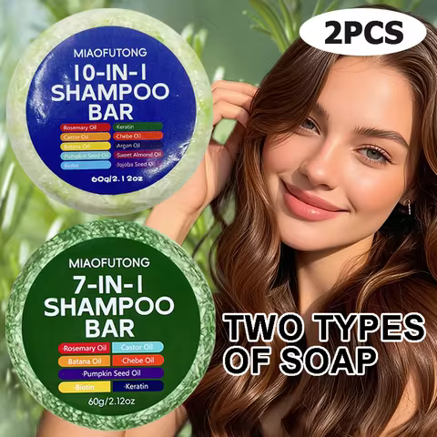 2PCS Multi in One Shampoo Soap, 7-in-1 and 10 in One Shampoo Soap, Rich in Ingredients Such as Rosem