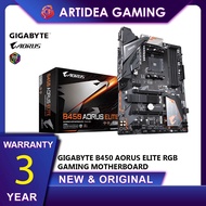 ^ GIGABYTE B450 AORUS ELITE RGB GAMING MOTHERBOARD - B450 AORUS ELITE