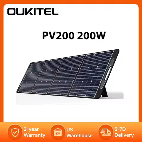 OUKITEL PV200 Portable Solar Panel 200W for Power Station, Foldable Solar Panel w/ 4 Kickstands, IP6