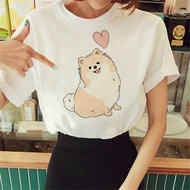 Pomeranian T-shirt Women's Graphic Streetwear Y2K Top Girls Y2K Harajuku Clothes