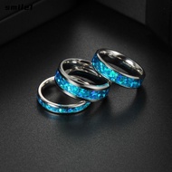 SMILE 2PCS Stainless Steel Wedding Ring, Stainless Steel Blue Opal Inlay Blue Opal Inlay Ring, Fashi